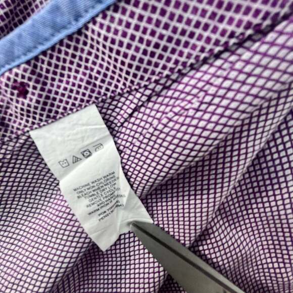 Original Penguin Men’s 16 34/35 Slim Fit Long Sleeve Purple Diamond Button Down - Picture 5 of 11
